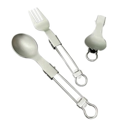 Tenedor-cuchara de titanio para acampar